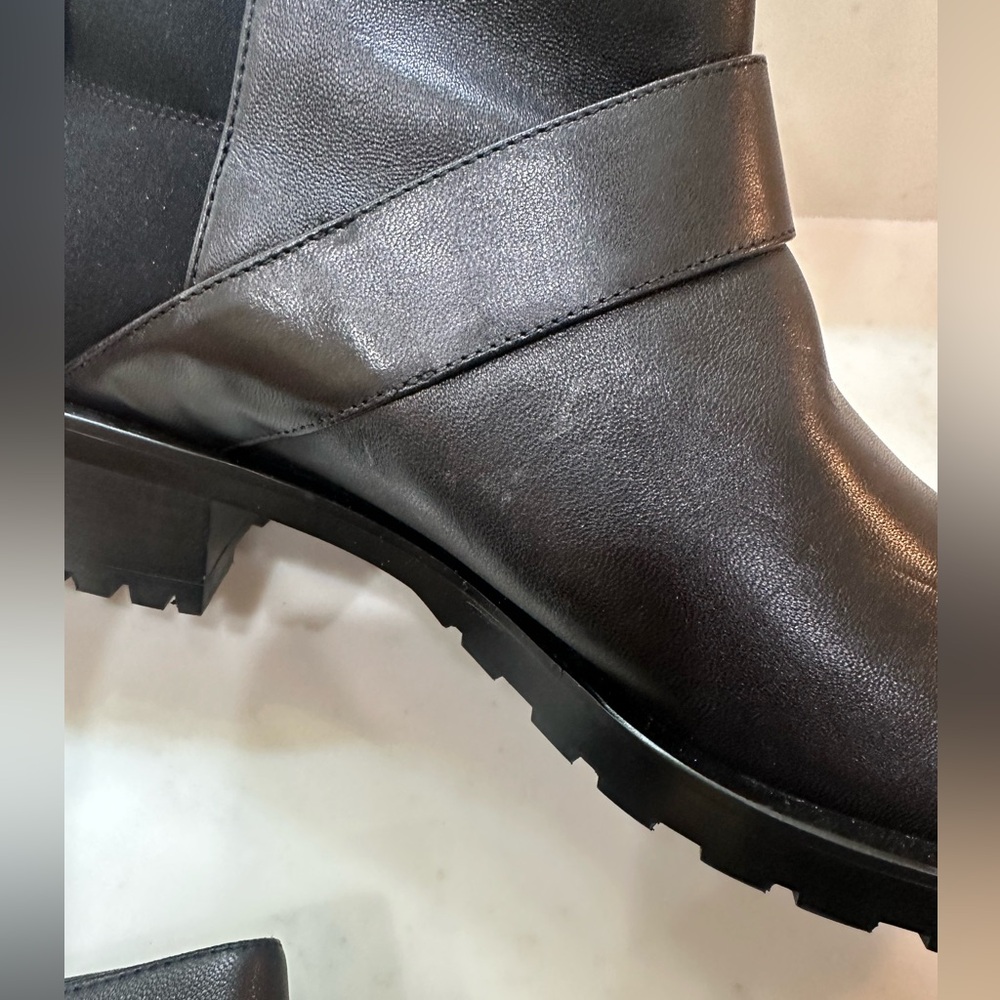 Stuart Weitzman Black Ankle Boots with Gold Accent - Picture 9 of 11